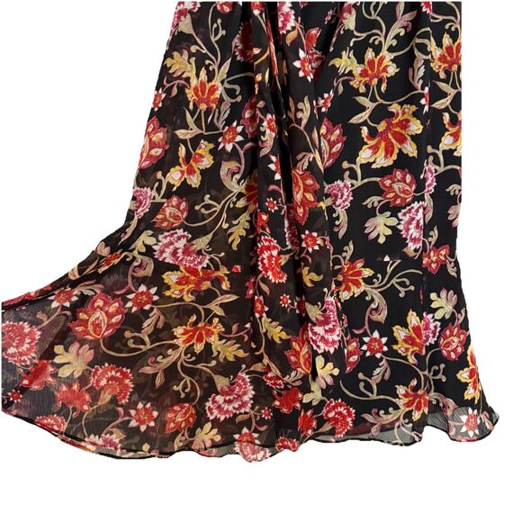 Ralph Lauren Black Floral Georgette Dress Short Flutter Sleeve Faux Wrap SZ 0 NW - Picture 9 of 16